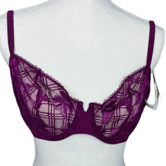 Simone Pérèle Victoire Sheer Demi In Syrah Women's Size 36E - Picture 15 of 16
